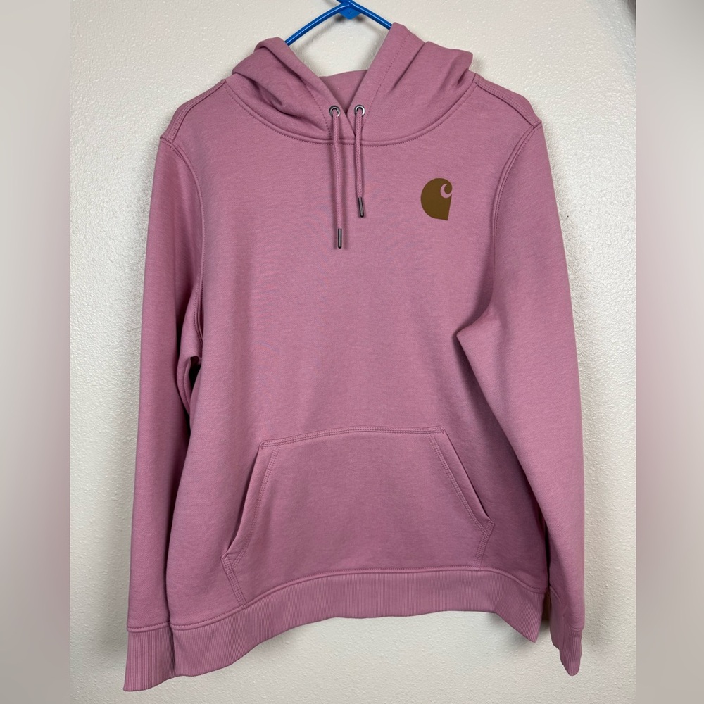 Carhartt Women's Relaxed Fit Mauve Hoodie Sweater. Size Large
